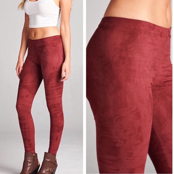 HILLARY-Faux Suede Leggings - Picture 5 of 5